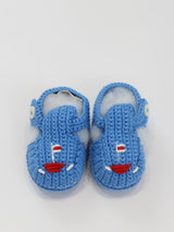 PICCOLA GIUGGIOLA Scarpine neonato in cotone con ricamo Blu