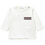 COCCODE' t-shirt con ricamo petto Panna/riga blurdò