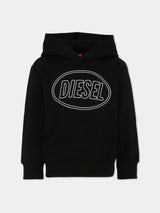 DIESEL felpa logo con cappuccio Nero