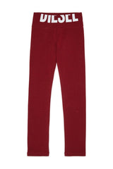 DIESEL leggins in cotone con logo tagliato Rosso