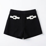 ELISABETTA FRANCHI bermuda in crepe con pattine Nero