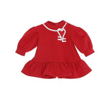 ELISABETTA FRANCHI abito in felpa ricamo collana Rosso