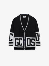 GCDS cardigan over con banda logata Nero