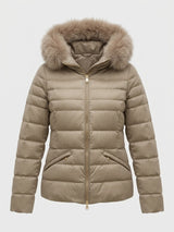 HETREGO giubbino corto con pelliccia Beige