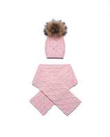 JULIANA sciarpa a trecce con cuffia in pelliccia naturale Rosa