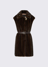 LIU JO BLACK gilet lunog in pelliccia sintetica Marrone