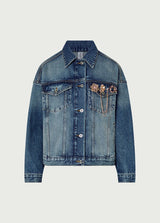 LIU JO CAPSULE GIGI HADID giacca in denim con spille gioiello Blu
