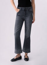 LIU JO DENIM jeans bootcut con strass Grigio