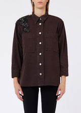 LIU JO DENIM camicia in denim con applicazioni Marrone
