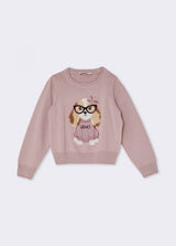 LIU JO JUNIOR maglia con ricamo cagnolino Rosa