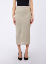 LIU JO WHITE gonna longuette in pizzo lamè Beige