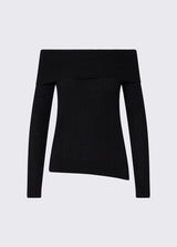 LIU JO WHITE maglia con scollo bardot Nero