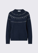 LIU JO WHITE maglione in lana con ricamo gioiello Blu
