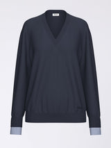LIU JO WHITE maglia con scollo a v e pailettes Blu