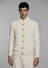 LUIGI GENTILE cardigan in lana con bottoni Panna