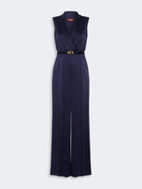 MAXMARA STUDIO ELEGANTE tuta smoking in envers satin Blu