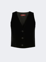 MAXMARA STUDIO ELEGANTE gilet in velluto liscio Nero