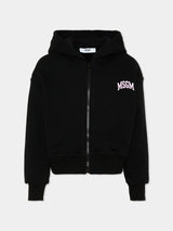 MSGM KIDS felpa in tessuto garzato Nero