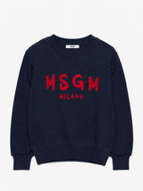 MSGM KIDS felpa con maxi logo grafico Blu