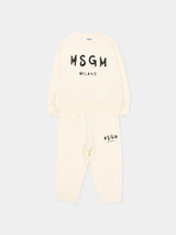 MSGM KIDS tuta neonato con logo Crema