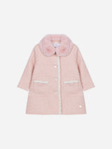 PATACHOU cappotto con collo ecopelliccia Rosa