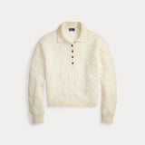 RALPH LAUREN POLO maglione a polo in lana e cashmere Bianco
