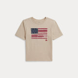 RALPH LAUREN POLO t-shirt bimba bandiera Beige