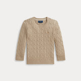 RALPH LAUREN POLO maglione a trecce con cavallino Beige