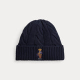 RALPH LAUREN POLO berretto polo bear in lana a trecce Blu