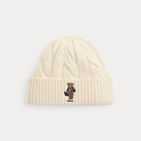 RALPH LAUREN POLO berretto polo bear in lana a trecce Bianco