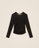 TWINSET GIRL t-shirt in tulle stretch Nero