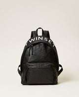 TWINSET GIRL zaino con logo effetto pelle Nero