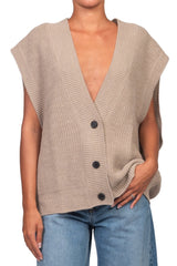 VICOLO cardigan in maglia over con bottoni Taupe