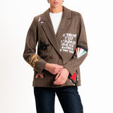 VICOLO giacca gessata con patch Moro