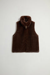 WOOLRICH gilet in pelliccia sintetica e trapuntato Marrone