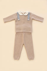 BABY LORD completino con orsetto Cielo-sabbia
