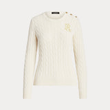 LAUREN RALPH LAUREN maglioncino ricamo logo e bottoni Bianco