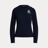 LAUREN RALPH LAUREN maglioncino ricamo logo e bottoni Blu