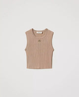 TWINSET GIRL top in maglia Beige