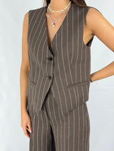 VICOLO gilet gessato Marrone