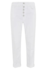 DONDUP Pantalone koons con bottone gioiello Bianco