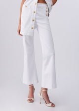 LIU JO DENIM pantaloni a vita alta con bottoni Bianco