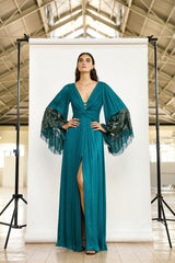 MAESTRI abito con ampio scollo Green