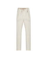 MANUEL RITZ pantalone jogging in lino Bianco