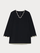 MARINA RINALDI blusa in cady con ricamo Blu