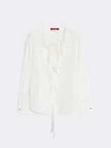 MAXMARA STUDIO blusa in seta con volant Bianco