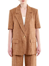 VICOLO blazer maniche corte in lino Tabacco