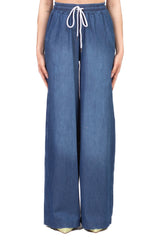 VICOLO pantalone in chambray con coulisse Denim