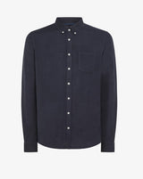 SUN68 camicia lino con logo ricamato Nero