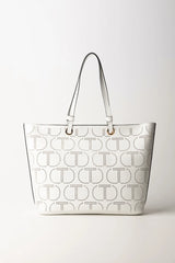 TWINSET borsa con logo traforato Bianco